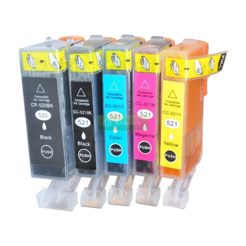 Tusze do Canon PIXMA iP3600 iP4600 iP4700 MP540 MP550 MP560 MP620 MP630 MP640 MP980 MP990 MX860 MX870 CLI-521 CMYK PGI-520 BK  
