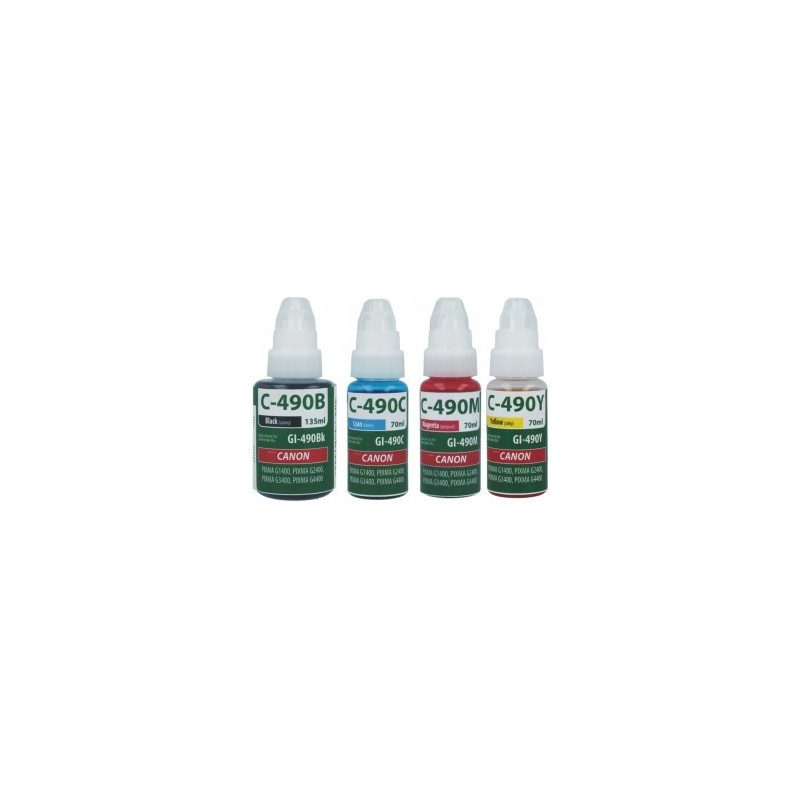 Tusze Canon GI-490 do Canon PIXMA G1400 G2400 G3400 G4400 zamienne GI-490BK, GI-490C, GI-490M , GI-490Y