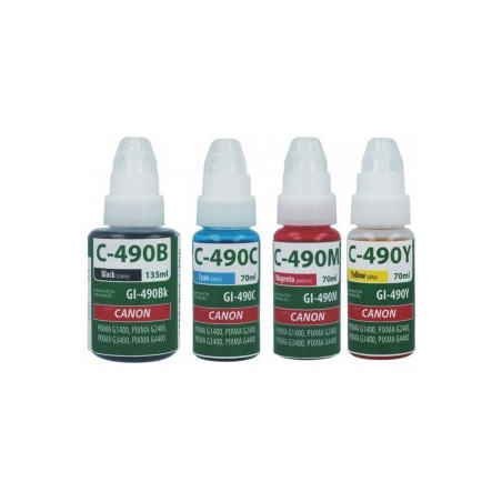 Tusze Canon GI-490 do Canon PIXMA G1400 G2400 G3400 G4400 zamienne GI-490BK, GI-490C, GI-490M , GI-490Y