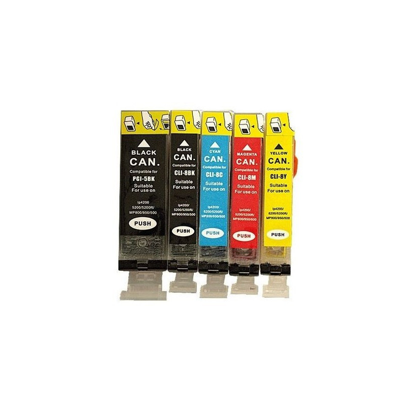 Tusze Canon PGI-5BK CLI-8 CMY PIXMA iP3500 iP4200 iP4500 iP5200R iX4000 iX5000 MP510 MP520 MP600 MP800R MP810 MP830 MX700 MX850﻿