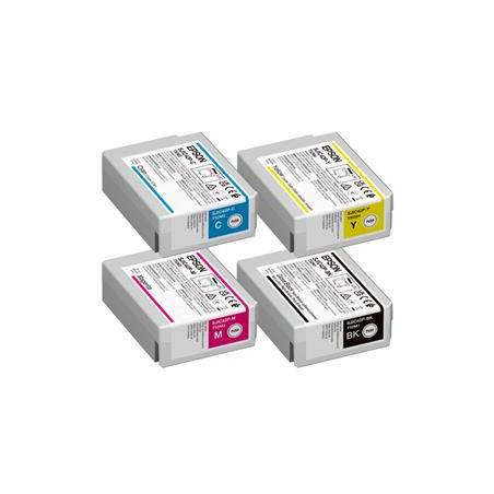 Tusze Epson ColorWorks CW-C4000e zamienniki SJIC42PBK C13T52M140, SJIC42PC C13T52M240, SJIC42PM C13T52M340, SJIC42PY C13T52M440